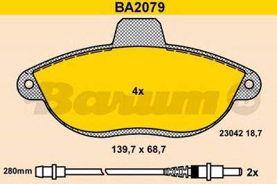 BARUM ba2079 -  Комплект тормозных колодок, дисковый тормоз