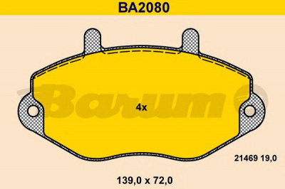 BARUM ba2080 -  Комплект тормозных колодок, дисковый тормоз