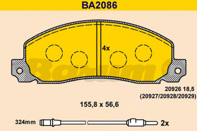 BARUM ba2086 -  Комплект тормозных колодок, дисковый тормоз