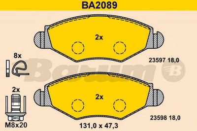 BARUM ba2089 -  Комплект тормозных колодок, дисковый тормоз
