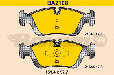 BARUM ba2108 -  Комплект тормозных колодок, дисковый тормоз