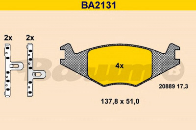 BARUM ba2131 -  Комплект тормозных колодок, дисковый тормоз
