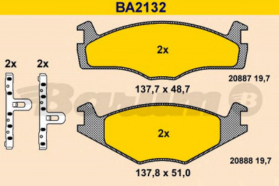 BARUM ba2132 -  Комплект тормозных колодок, дисковый тормоз