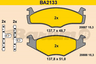 BARUM ba2133 -  Комплект тормозных колодок, дисковый тормоз
