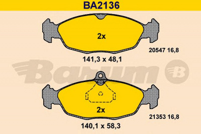 BARUM ba2136 -  Комплект тормозных колодок, дисковый тормоз