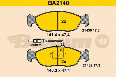 BARUM ba2140 -  Комплект тормозных колодок, дисковый тормоз