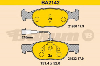 BARUM ba2142 -  Комплект тормозных колодок, дисковый тормоз