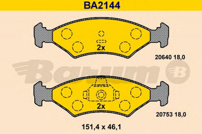BARUM ba2144 -  Комплект тормозных колодок, дисковый тормоз