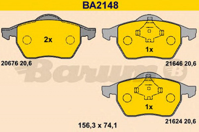 BARUM ba2148 -  Комплект тормозных колодок, дисковый тормоз