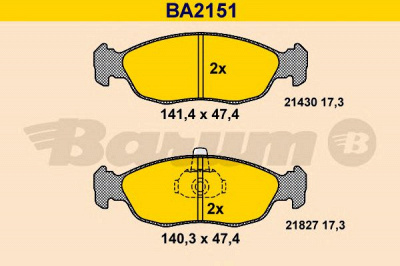 BARUM ba2151 -  Комплект тормозных колодок, дисковый тормоз