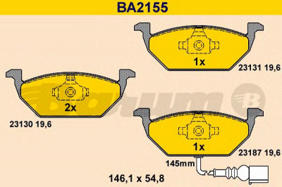 BARUM ba2155 -  Комплект тормозных колодок, дисковый тормоз