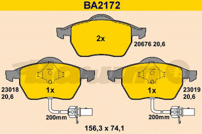 BARUM ba2172 -  Комплект тормозных колодок, дисковый тормоз