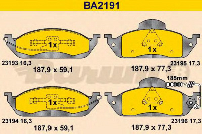 BARUM ba2191 -  Комплект тормозных колодок, дисковый тормоз
