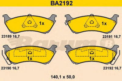 BARUM ba2192 -  Комплект тормозных колодок, дисковый тормоз