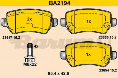 BARUM ba2194 -  Комплект тормозных колодок, дисковый тормоз