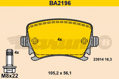 BARUM ba2196 -  Комплект тормозных колодок, дисковый тормоз