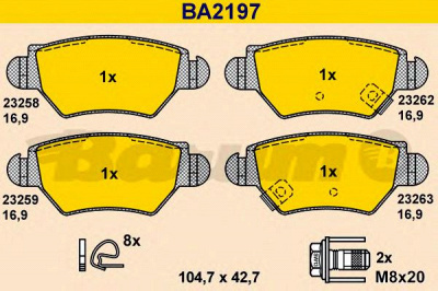 BARUM ba2197 -  Комплект тормозных колодок, дисковый тормоз