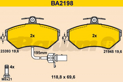 BARUM ba2198 -  Комплект тормозных колодок, дисковый тормоз