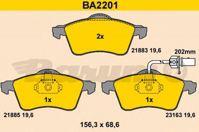 BARUM ba2201 -  Комплект тормозных колодок, дисковый тормоз