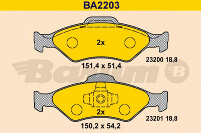 BARUM ba2203 -  Комплект тормозных колодок, дисковый тормоз
