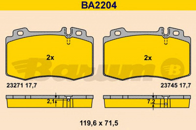 BARUM ba2204 -  Комплект тормозных колодок, дисковый тормоз
