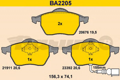 BARUM ba2205 -  Комплект тормозных колодок, дисковый тормоз