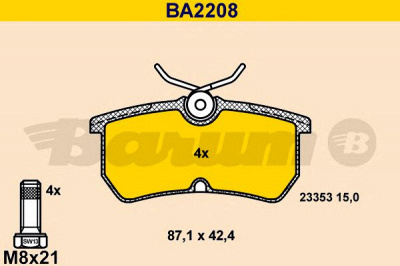 BARUM ba2208 -  Комплект тормозных колодок, дисковый тормоз
