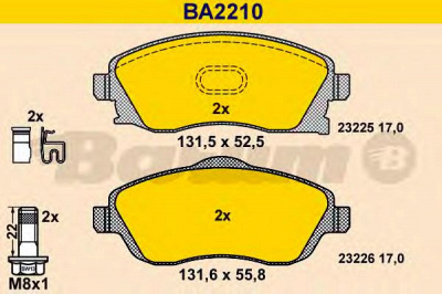 BARUM ba2210 -  Комплект тормозных колодок, дисковый тормоз