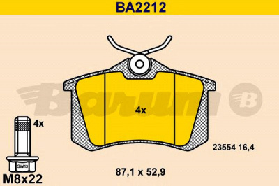 BARUM ba2212 -  Комплект тормозных колодок, дисковый тормоз