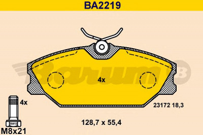BARUM ba2219 -  Комплект тормозных колодок, дисковый тормоз