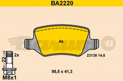 BARUM ba2220 -  Комплект тормозных колодок, дисковый тормоз