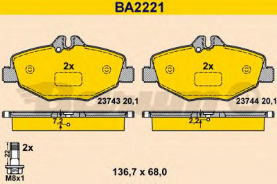 BARUM ba2221 -  Комплект тормозных колодок, дисковый тормоз