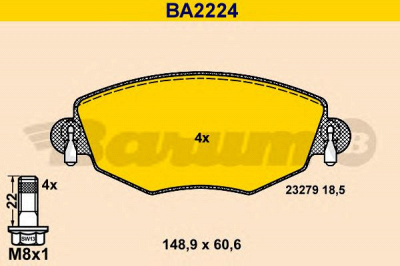 BARUM ba2224 -  Комплект тормозных колодок, дисковый тормоз
