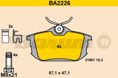 BARUM ba2226 -  Комплект тормозных колодок, дисковый тормоз