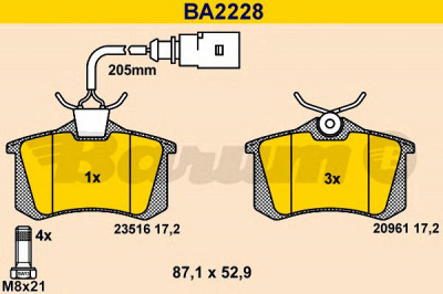 BARUM ba2228 -  Комплект тормозных колодок, дисковый тормоз
