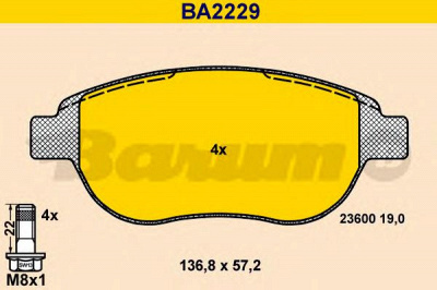 BARUM ba2229 -  Комплект тормозных колодок, дисковый тормоз