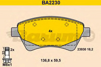 BARUM ba2230 -  Комплект тормозных колодок, дисковый тормоз