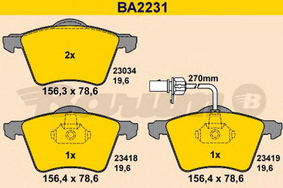 BARUM ba2231 -  Комплект тормозных колодок, дисковый тормоз
