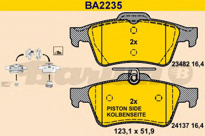 BARUM ba2235 -  Комплект тормозных колодок, дисковый тормоз