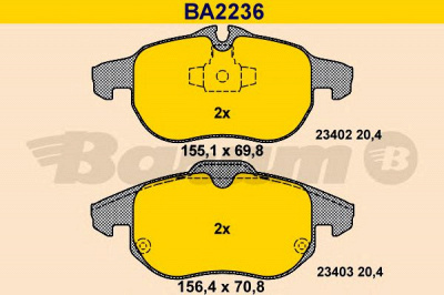 BARUM ba2236 -  Комплект тормозных колодок, дисковый тормоз