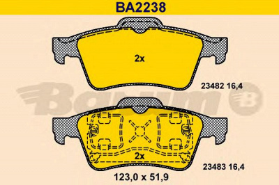 BARUM ba2238 -  Комплект тормозных колодок, дисковый тормоз