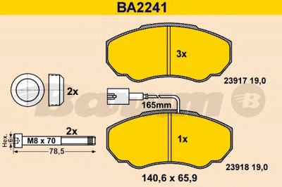 BARUM ba2241 -  Комплект тормозных колодок, дисковый тормоз