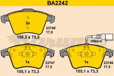 BARUM ba2242 -  Комплект тормозных колодок, дисковый тормоз