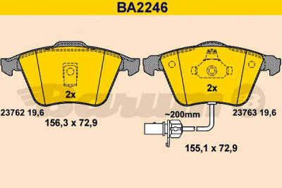 BARUM ba2246 -  Комплект тормозных колодок, дисковый тормоз