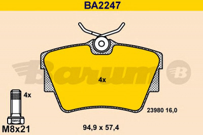 BARUM ba2247 -  Комплект тормозных колодок, дисковый тормоз