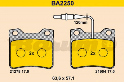 BARUM ba2250 -  Комплект тормозных колодок, дисковый тормоз