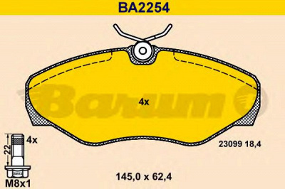 BARUM ba2254 -  Комплект тормозных колодок, дисковый тормоз