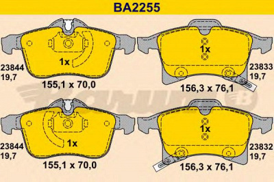 BARUM ba2255 -  Комплект тормозных колодок, дисковый тормоз