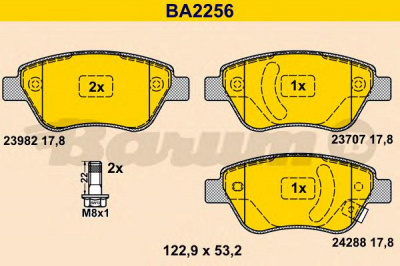 BARUM ba2256 -  Комплект тормозных колодок, дисковый тормоз
