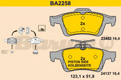 BARUM ba2258 -  Комплект тормозных колодок, дисковый тормоз